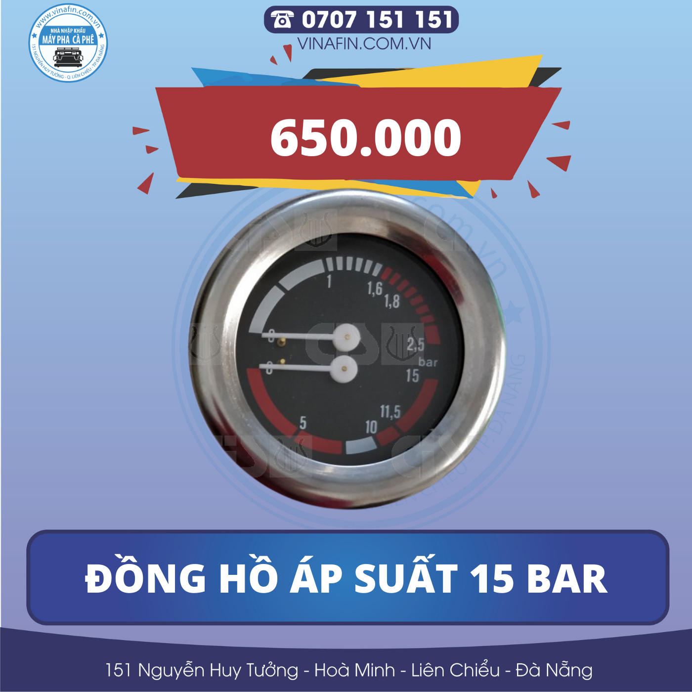 ĐỒNG HỒ ĐO ÁP SUẤT 15 BAR